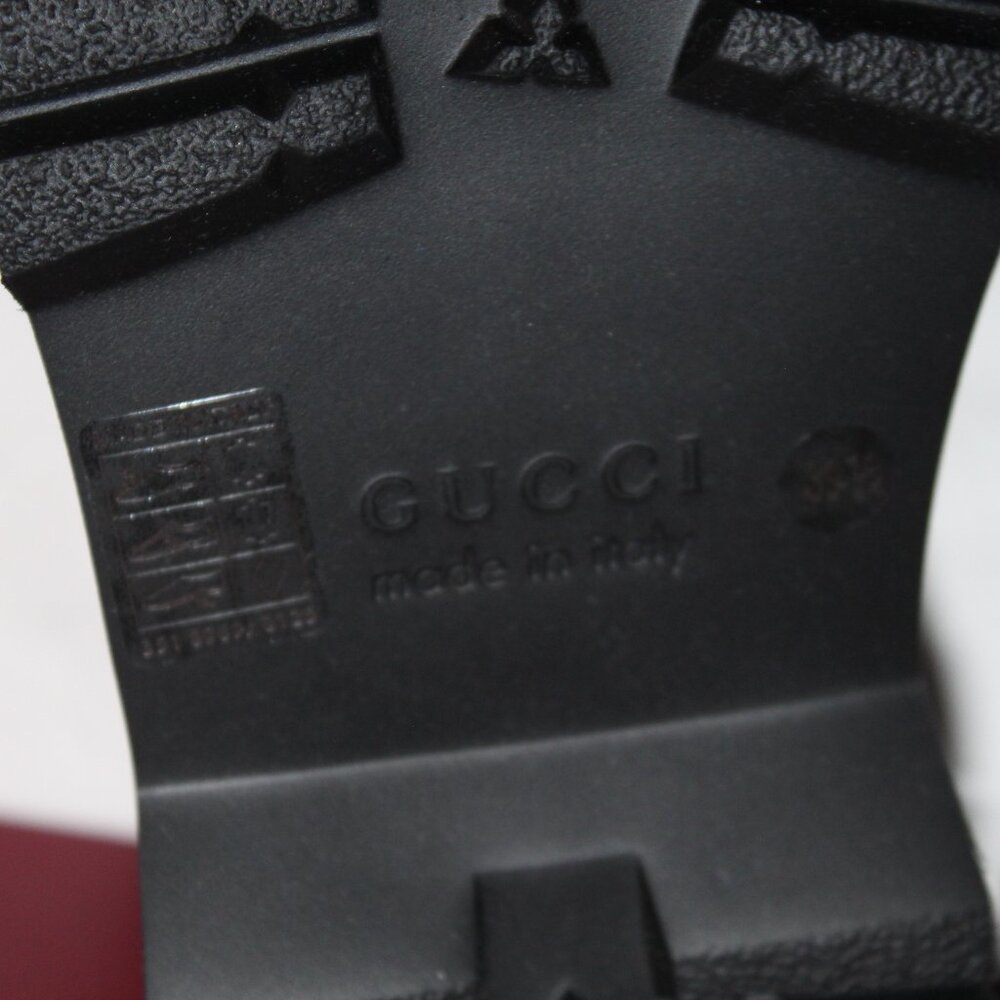 NWB GUCCI Lug Sole Penny Loafers Black Web Slip Ons 806399 - Picture 7 of 8